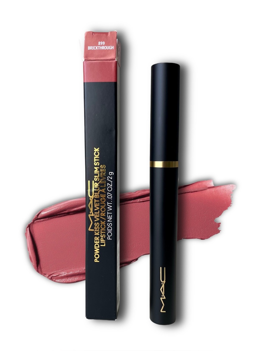 MAC Powder Kiss Velvet Blur Slim Stick Lipstick 899 Brickthrough 2g DISCONTINUED